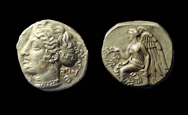 Sección Clásica - Sala 2. Moneda de plata Terina del tesoro de Sant’Eufemia