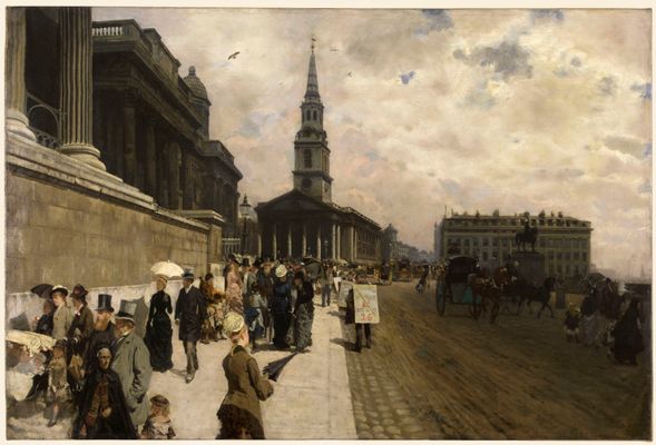 La Galería Nacional y la Iglesia de San Martín en Londres