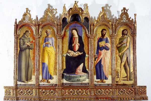 Thronende Madonna mit Kind und Heiligen, bekannt als Polyptychon von Montefiorentino