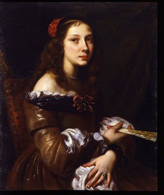 Retrato de joven esposa con abanico