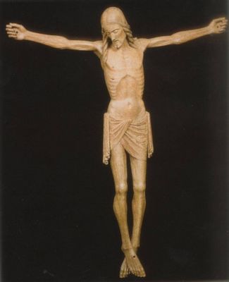 Crucifix sculpté, réplique d'un original en bois des Jacobins d'Ormea