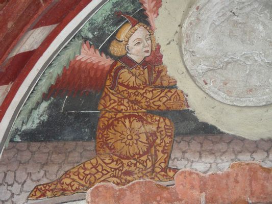 Lunette reliant le cloître et l'église de San Francesco, détail de l'Ange