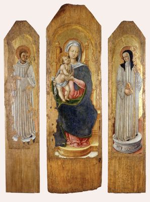  Thronende Madonna mit Kind zwischen San Benedetto und Santa Scolastica