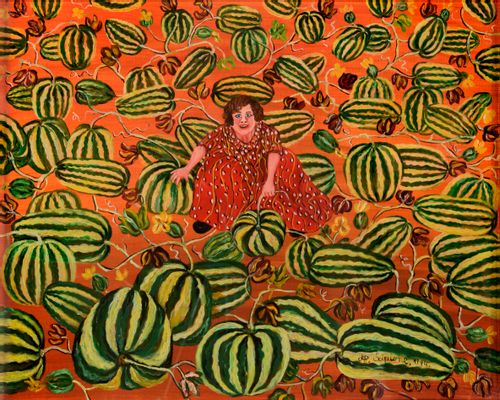 Woman among the watermelons
