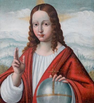 Niño Cristo como Salvator Mundi
