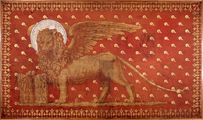 Banner mit dem geflügelten Löwen von San Marco