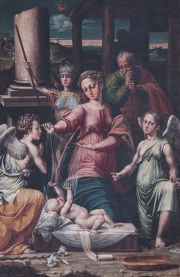 Madonna del Velo mit den Erzengeln Gabriel, Raphael und Michael