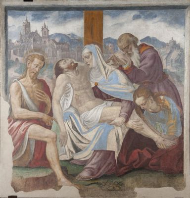 Lamentation sur le Christ mort avec Saint Jean Baptiste