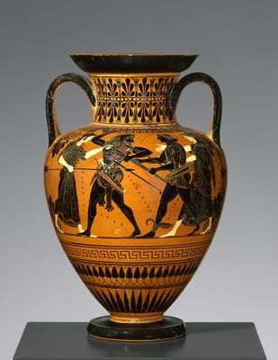 Herakles bestreitet Apollo das Stativ von Delphi