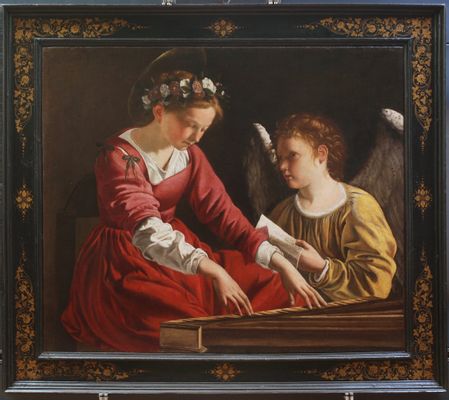 Santa Cecilia, die Cembalo spielt.