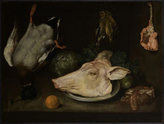 Still Life with Duck, Birds, Offal, Cabbage and Pig's Head