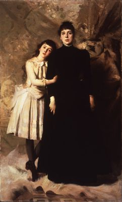 Retrato de Maria Gallavresi de niña con su madre