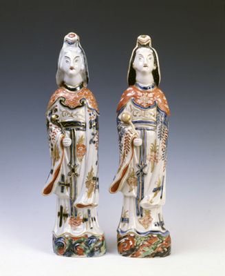 pair of female incense holder sculptures