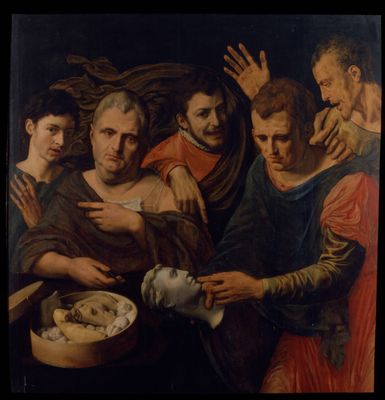 Selbstporträt von Frans Floris und William Key mit Tito, Caio und Vitellius