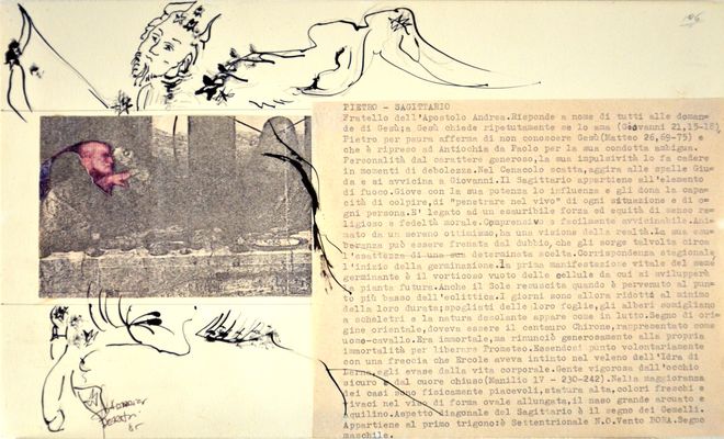 Dessin et collage brouillon préparatoire pour le livre Art, magie et astrologie dans le cénacle de Léonard