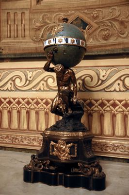 Globe clock held by Atlas