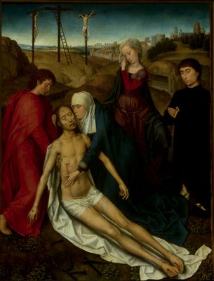 Lamentation over the body of Christ with donor