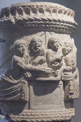 Funerary urn with banquet scene
