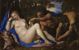 Vénus et Cupidon avec deux satyres dans le paysage