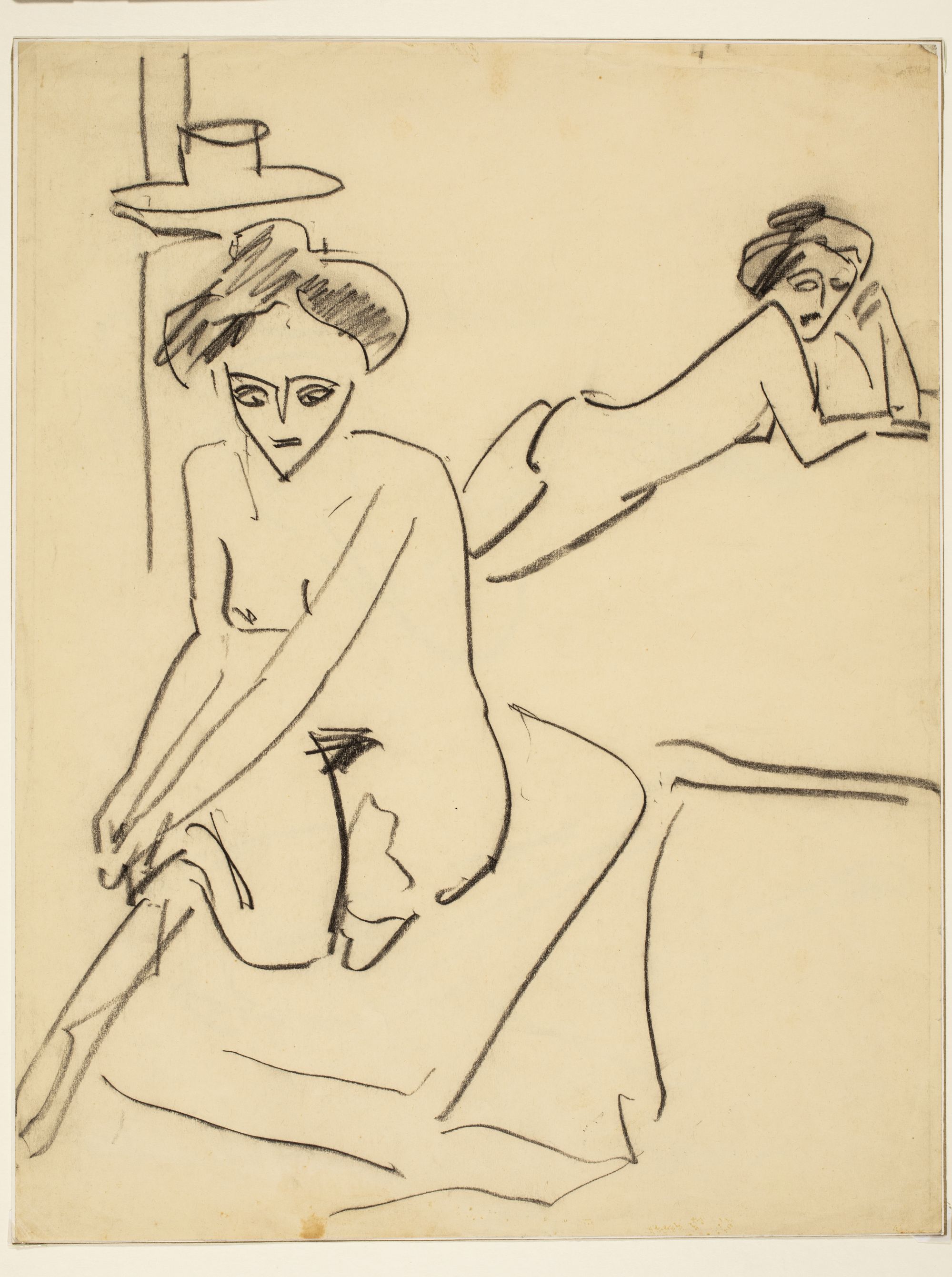 Dos desnudos femeninos en un interior (En el atelier), work by, Ernst  Ludwig Kirchner | Artsupp